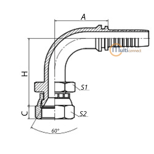 Фитинг JIS 90°